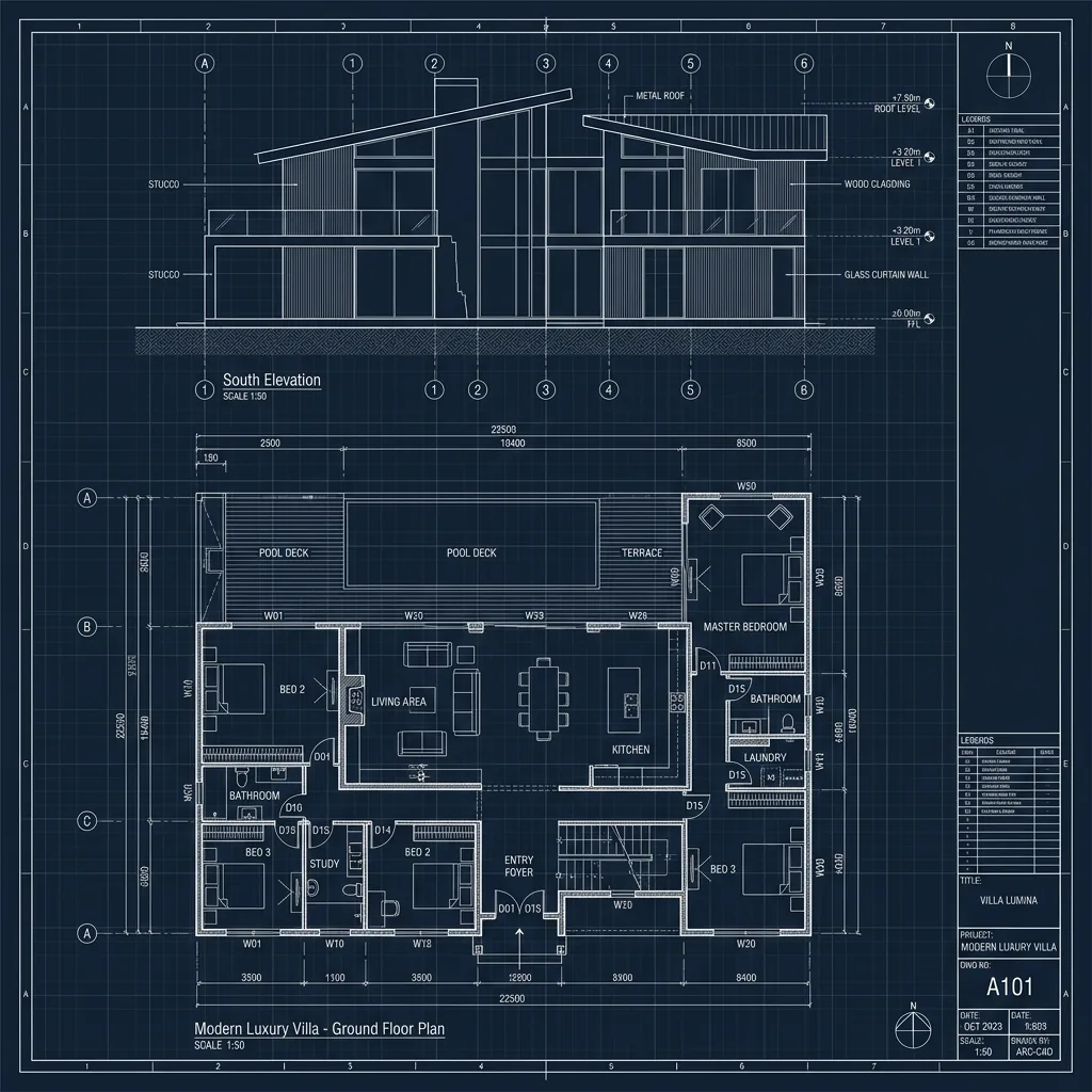 2D AutoCAD Blueprint Wireframe Input