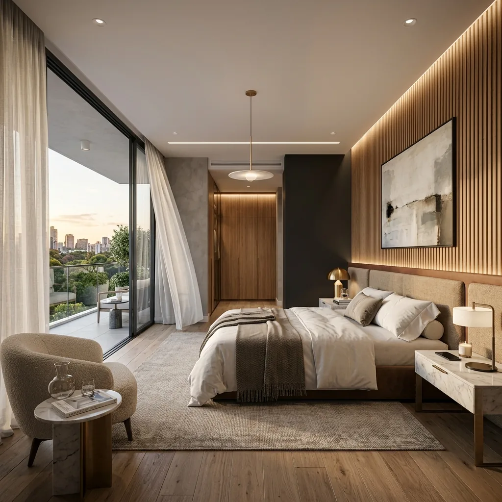 Master Suite & Slatted Timber Wall